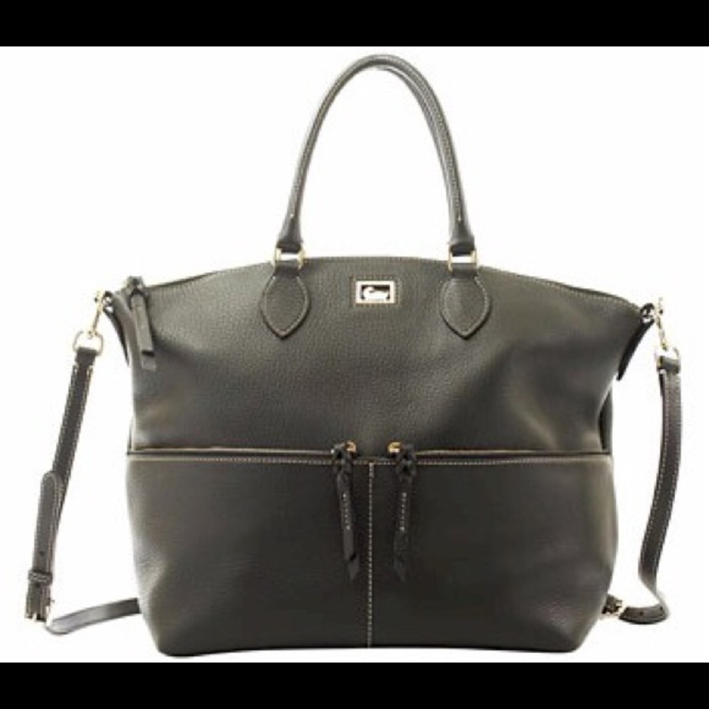 Large Downey & Bourke Black Pebble Leather Satchel